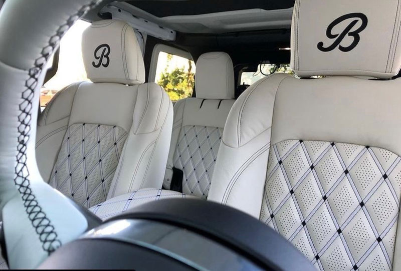 Red leather car interior seats