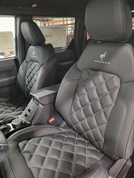 Red quilted truck seats