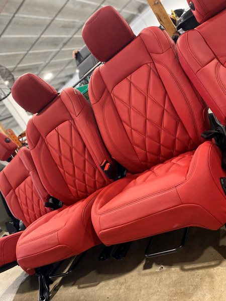 White quilted custom car seats